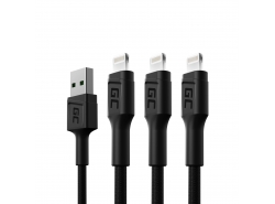 Sæt 3x Kabel Lyn Lightning 200cm LED Green Cell Ray med hurtig opladning til Apple iPhone