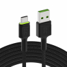 Kabel USB-C Type C 1,2m LED Green Cell Ray, med hurtig opladning, Ultra Charge, Quick Charge 3.0